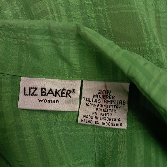Liz Baker Woman botton down short sleeve green top 20W - Picture 5 of 7